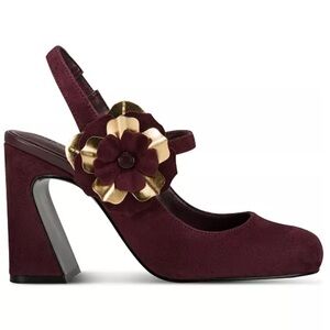 NWOT Karl Lagerfeld Burgundy Heels with Floral Accent